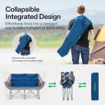 VIVOSUN Double Camping Chair, Fully Padded Folding Loveseat, Oversized Duo Chair with Cup & Wine Glass Holders, Pocket, Armrests & Carry Bag, Supports up to 500lbs, Blue & Grey