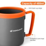 Odoland Camping Pots with Heat Exchanger Camping Cooking Set with Portable Camping Stove Camping Mess Kit Include Mug, Folding Utensil Set, Canister Stabilizer for Backpacking Outdoor Hiking & Picnic
