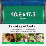 VIVOSUN Double Camping Chair, Fully Padded Folding Loveseat, Oversized Duo Chair with Cup & Wine Glass Holders, Pocket, Armrests & Carry Bag, Supports up to 500lbs, Blue & Grey