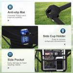 LET'S CAMP Camping Chair 2 Pack Folding Chair with 3-Can Cooler Bag Portable Lawn Chair with Cup Holder,Storage Pocket, Supports 225LBS, Collapsible Chair for Camp, Beach, Picnic (Black)