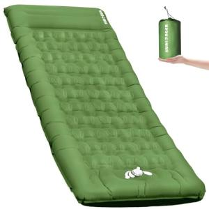 Hualonger Camping Sleeping Pad,5.5" Extra Thick Inflatable Sleeping Pads with Pillow Built-in Foot Pump Sleeping Mat Compact for Camping, Backpacking, Hiking,Traveling Tent