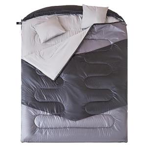 oaskys Double Sleeping Bag for Adults with 2 Pillows - Queen Size XL Waterproof Sleeping Bag for All Season Camping Hiking Backpacking 2 Person Sleeping Bags for Cold Weather & Warm