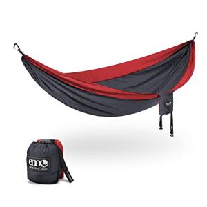 ENO SingleNest Hammock - Lightweight, 1 Person Portable Hammock - for Camping, Hiking, Backpacking, Travel, a Festival, or The Beach - Charcoal/Red