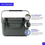 Titan Hard Ice Chest Cooler with Microban Protection - 20 Quarts (30 Can) Arctic Zone Cooler with Deep Freeze Insulation - Gray