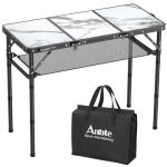 Anbte Folding Camping Table, Aluminum Small Folding Table 3 Adjustable Height Max 27.5", Portable Table with Carry Handle, Lightweight, for Outdoor Indoor Travel Camping Picnic BBQ, 34.6" x 15.7"
