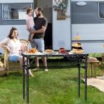 Anbte Folding Camping Table, Aluminum Small Folding Table 3 Adjustable Height Max 27.5", Portable Table with Carry Handle, Lightweight, for Outdoor Indoor Travel Camping Picnic BBQ, 34.6" x 15.7"