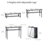 Anbte Folding Camping Table, Aluminum Small Folding Table 3 Adjustable Height Max 27.5", Portable Table with Carry Handle, Lightweight, for Outdoor Indoor Travel Camping Picnic BBQ, 34.6" x 15.7"