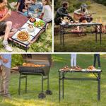 Anbte Folding Camping Table, Aluminum Small Folding Table 3 Adjustable Height Max 27.5", Portable Table with Carry Handle, Lightweight, for Outdoor Indoor Travel Camping Picnic BBQ, 34.6" x 15.7"
