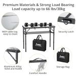 Anbte Folding Camping Table, Aluminum Small Folding Table 3 Adjustable Height Max 27.5", Portable Table with Carry Handle, Lightweight, for Outdoor Indoor Travel Camping Picnic BBQ, 34.6" x 15.7"