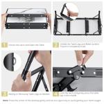 Anbte Folding Camping Table, Aluminum Small Folding Table 3 Adjustable Height Max 27.5", Portable Table with Carry Handle, Lightweight, for Outdoor Indoor Travel Camping Picnic BBQ, 34.6" x 15.7"