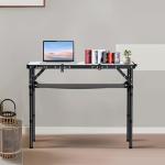 Anbte Folding Camping Table, Aluminum Small Folding Table 3 Adjustable Height Max 27.5", Portable Table with Carry Handle, Lightweight, for Outdoor Indoor Travel Camping Picnic BBQ, 34.6" x 15.7"