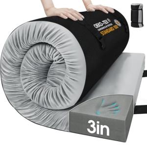 CYMULA Memory Foam Camping Mattress Pad,3 in Sleeping Pad for Camping,Non-Slip Bottom Floor Cot Mattress for Adults,Portable Roll up Mattress Pad Mat for Travel Hiking,Guest Bed Tent(Cot 72 * 24)