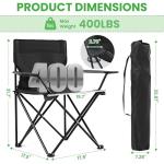 2 Pack Portable Camping Chairs Folding Lawn Chair Outdoor Lightweight Beach Chair with Cup Holder & Carry Bag for Outside Sports, Fishing, Hiking, Travel, Picnic, Backyard (Black-Dark)