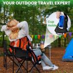 2 Pack Portable Camping Chairs Folding Lawn Chair Outdoor Lightweight Beach Chair with Cup Holder & Carry Bag for Outside Sports, Fishing, Hiking, Travel, Picnic, Backyard (Black-Dark)