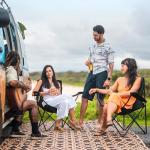 2 Pack Portable Camping Chairs Folding Lawn Chair Outdoor Lightweight Beach Chair with Cup Holder & Carry Bag for Outside Sports, Fishing, Hiking, Travel, Picnic, Backyard (Black-Dark)