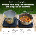 Propane 2-Burner Camping Stove with Carrying Bag, 17500 BTU Adjustable Burners, Portable Folding Gas Stove for Camping, Outdoor Cooking, Backpacking Camp Stove for BBQ, Camping Tailgating