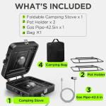 Propane 2-Burner Camping Stove with Carrying Bag, 17500 BTU Adjustable Burners, Portable Folding Gas Stove for Camping, Outdoor Cooking, Backpacking Camp Stove for BBQ, Camping Tailgating