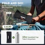 Oragati Lightweight Camping Chair, Portable Folding Chair for Camp, Backpacking, Beach, Hiking, Outdoors, Picnics, Black