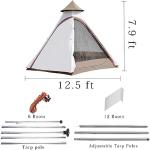 12'x10'x8'Dome Camping Tent 5-6 Person 4 Season Double Layers Waterproof Anti-UV Windproof Tents Family Outdoor Camping Tent(White)
