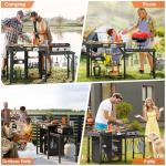 Leteuke Grill Table for Blackstone Griddle, Portable Foldable Grill Table with Storage Fits Ninja, Blackstone Griddle Stand for Outdoor Camping, Picnic, Garden, Patio, Dining, BBQ, Party