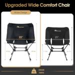 MOON LENCE Portable Camping Chair Plus, Larger & Roomier, Compact and Lightweight Still, Folding Chair for Backpacking & Hiking, 330Lbs Capacity (Black)