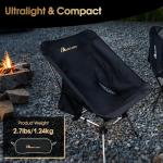 MOON LENCE Portable Camping Chair Plus, Larger & Roomier, Compact and Lightweight Still, Folding Chair for Backpacking & Hiking, 330Lbs Capacity (Black)