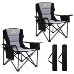 Oversized Camping Chairs 2 Pack - 450lbs Support Heavy Duty Folding Camp Chair Wide Portable Outside Collapsible Chairs with Carry Bag,Cooler,Cup Holder for Outdoor,Lawn,Sports,Baseball,Soccer-Black