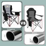 Oversized Camping Chairs 2 Pack - 450lbs Support Heavy Duty Folding Camp Chair Wide Portable Outside Collapsible Chairs with Carry Bag,Cooler,Cup Holder for Outdoor,Lawn,Sports,Baseball,Soccer-Black