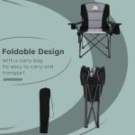 Oversized Camping Chairs 2 Pack - 450lbs Support Heavy Duty Folding Camp Chair Wide Portable Outside Collapsible Chairs with Carry Bag,Cooler,Cup Holder for Outdoor,Lawn,Sports,Baseball,Soccer-Black