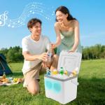 Cooler with Bluetooth Speakers, 48-Hour Ice Retention Cooler with 10W Speakers, [2025 Upgrade] Portable Camping Cooler Speakers for Tailgating, Camping, Lunch