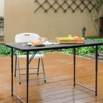 Byliable Folding Table 4 Foot Portable Heavy Duty Plastic Fold-in-Half Utility Table Small Indoor Outdoor Adjustable Height Folding with Carrying Handle, Camping and Party, Black