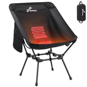 Sportneer Heated Chairs Outdoor Sports: Heated Camping Chair with USB Plug & 3 Heating Levels - Portable & Compact Heated Chair for Backpacking, Camping, Lawn, Picnic, Travel (Power Bank Not Included)