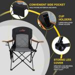 FAIR WIND Oversized Fully Padded Camping Chair, Heavy Duty Quad Fold Chair Arm Chair Support 350 LBS with Cup Holder, Collapsible Lumbar Back Chair Portable for Outdoor, Black