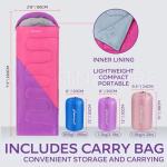 Clostnature Sleeping Bag for Adults and Kids - Lightweight Camping Sleeping Bag for Girls, Boys, Youths, Ultralight Backpacking Sleeping Bags for Cold Weather - Compression Sack Included(Right Zipper)