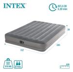 Intex 64114E Dura-Beam Standard Prestige Air Mattress: Fiber-Tech – Queen Size – Built-in USB Electric Pump – 12in Bed Height – 600lb Weight Capacity