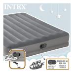Intex 64114E Dura-Beam Standard Prestige Air Mattress: Fiber-Tech – Queen Size – Built-in USB Electric Pump – 12in Bed Height – 600lb Weight Capacity