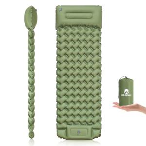 WILDOMS Sleeping Pad for Camping - 4” Thick Inflatable Camping Mat with Built-in Pump & Pillow, Ultralight Self Inflating Camping pad, Backpacking Sleeping Mat for Hiking, Tent, Traveling