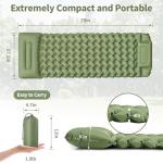WILDOMS Sleeping Pad for Camping - 4” Thick Inflatable Camping Mat with Built-in Pump & Pillow, Ultralight Self Inflating Camping pad, Backpacking Sleeping Mat for Hiking, Tent, Traveling