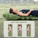 WILDOMS Sleeping Pad for Camping - 4” Thick Inflatable Camping Mat with Built-in Pump & Pillow, Ultralight Self Inflating Camping pad, Backpacking Sleeping Mat for Hiking, Tent, Traveling