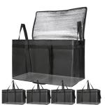 Bodaon 5-Pack Cooler Insulated Food Delivery Bag for Doordash/Uber Eats, XXX-Large Thermal Bags for Catering/Hot Pizza, Travel/Camping/Picnic Basket，Grocery Reusable Warmer Frozen, Black With Bottom