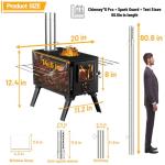 Hot Tent Stove,AVOFOREST Wood Burning Stove,Small Wood Stove with 7 Stainless Chimney Pipes for Outdoor Heating & Cooking, Ice Fishing, Hunting