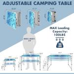 VILLEY Folding Camping Table 4FT, Large Portable Aluminum Table with Adjustable Height, Foldable Lightweight Picnic Table with Carry Handle for Camping, BBQ, Outdoor & Indoor Activities