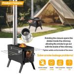 Hot Tent Stove,AVOFOREST Wood Burning Stove,Small Wood Stove with 7 Stainless Chimney Pipes for Outdoor Heating & Cooking, Ice Fishing, Hunting
