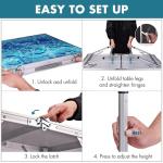 VILLEY Folding Camping Table 4FT, Large Portable Aluminum Table with Adjustable Height, Foldable Lightweight Picnic Table with Carry Handle for Camping, BBQ, Outdoor & Indoor Activities