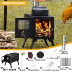 Hot Tent Stove,AVOFOREST Wood Burning Stove,Small Wood Stove with 7 Stainless Chimney Pipes for Outdoor Heating & Cooking, Ice Fishing, Hunting