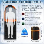 Fanfanwin 2 Pack Heated Sleeping Bag for Adults USB Electric Cold Weather Sleeping Bag with 4 Zone Carbon Fiber 3 Adjustable Heating Levels Waterproof for All Season Camping & Hiking(Orange)