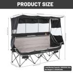 Nice C Heated 3 Person Camping Chair with Canopy, Heated Double Camping Chairs with Battery, Portable Oversized Padded Sports Umbrella Chair with Shade, Cup Holder, Cooler Bag, for Lawn Outdoors