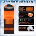 Fanfanwin 2 Pack Heated Sleeping Bag for Adults USB Electric Cold Weather Sleeping Bag with 4 Zone Carbon Fiber 3 Adjustable Heating Levels Waterproof for All Season Camping & Hiking(Orange)
