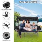 Nice C Heated 3 Person Camping Chair with Canopy, Heated Double Camping Chairs with Battery, Portable Oversized Padded Sports Umbrella Chair with Shade, Cup Holder, Cooler Bag, for Lawn Outdoors