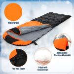 Fanfanwin 2 Pack Heated Sleeping Bag for Adults USB Electric Cold Weather Sleeping Bag with 4 Zone Carbon Fiber 3 Adjustable Heating Levels Waterproof for All Season Camping & Hiking(Orange)
